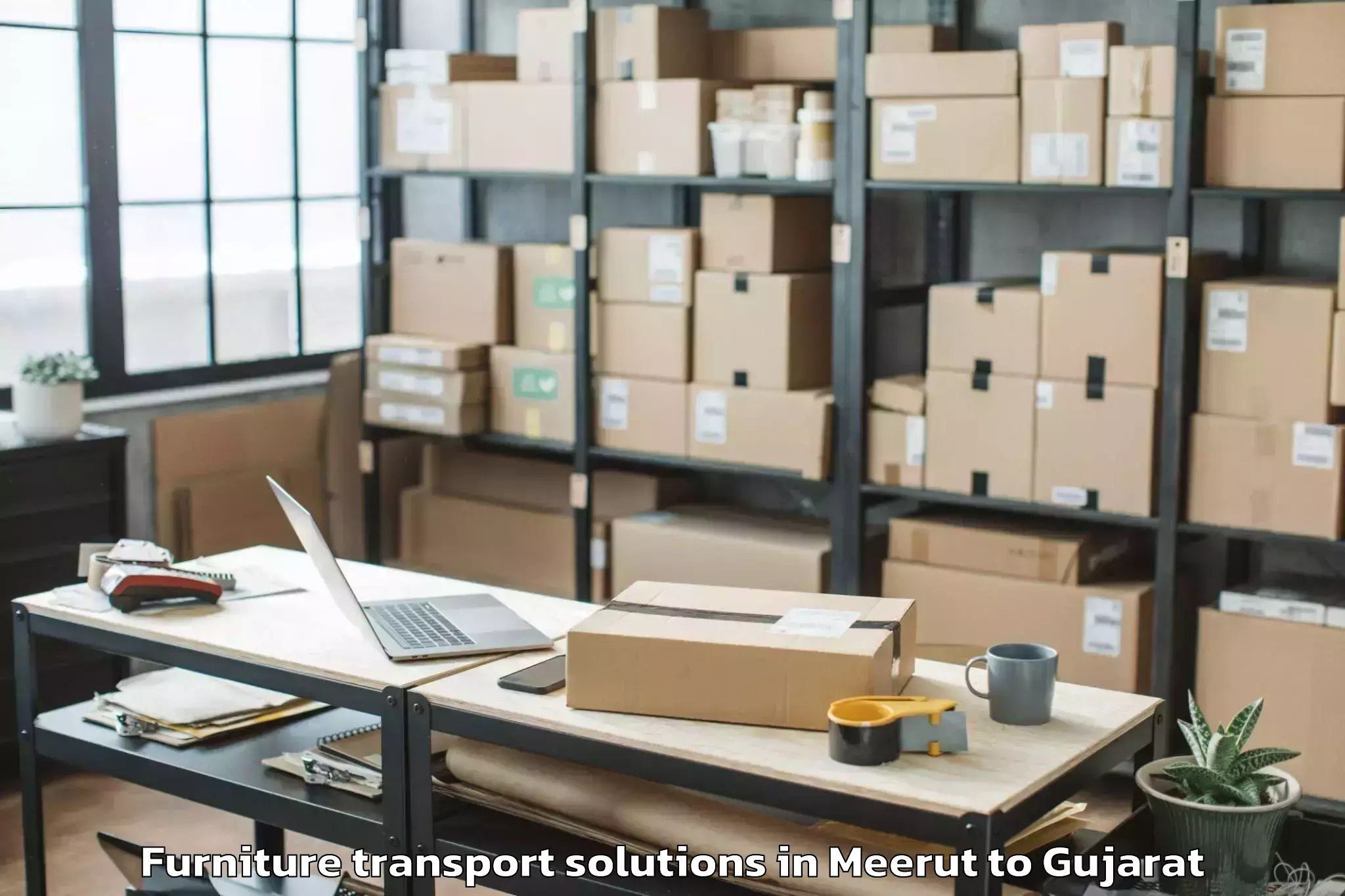 Quality Meerut to Jetpur Furniture Transport Solutions